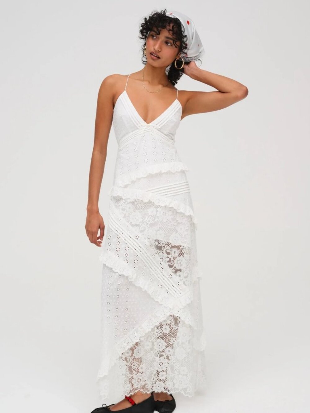 For Love & Lemons Rosalyn Maxi Dress in White Small New Womens Lace Gown - Picture 11 of 16